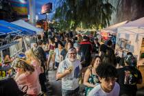 The streets in the Arts District are packed during First Friday's "Beat Street" event in this J ...