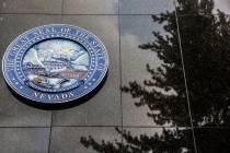 The Nevada State Seal on the north side of the Legislative Building in Carson City. (Benjamin H ...