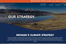This screenshot shows an image from the climateaction.nv.gov website. The inaugural State Clima ...