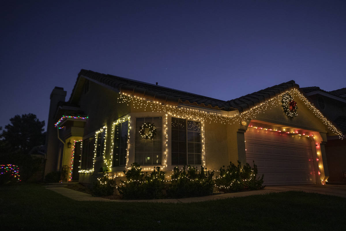 A house in the Green Valley South neighborhood off Pecos Road in Henderson is decorated for the ...