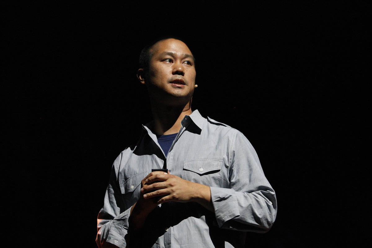 Zappos CEO Tony Hsieh speaks at the company's All Hands employee event at the Smith Center for ...