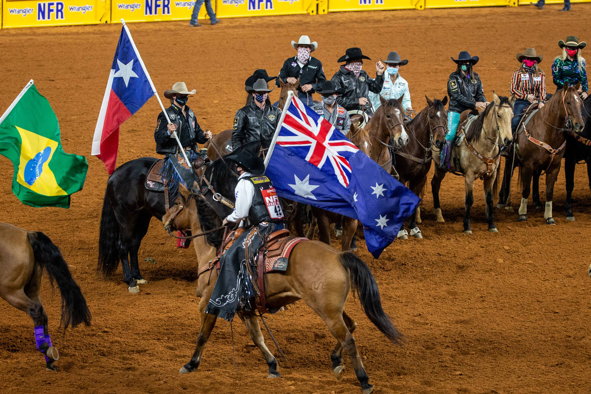 PRCA contestants from around the world gather during the opening night of the National Finals R ...