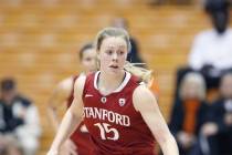 Stanford's Lindy La Rocque (15) brings the ball up court during an NCAA basketball game with Or ...
