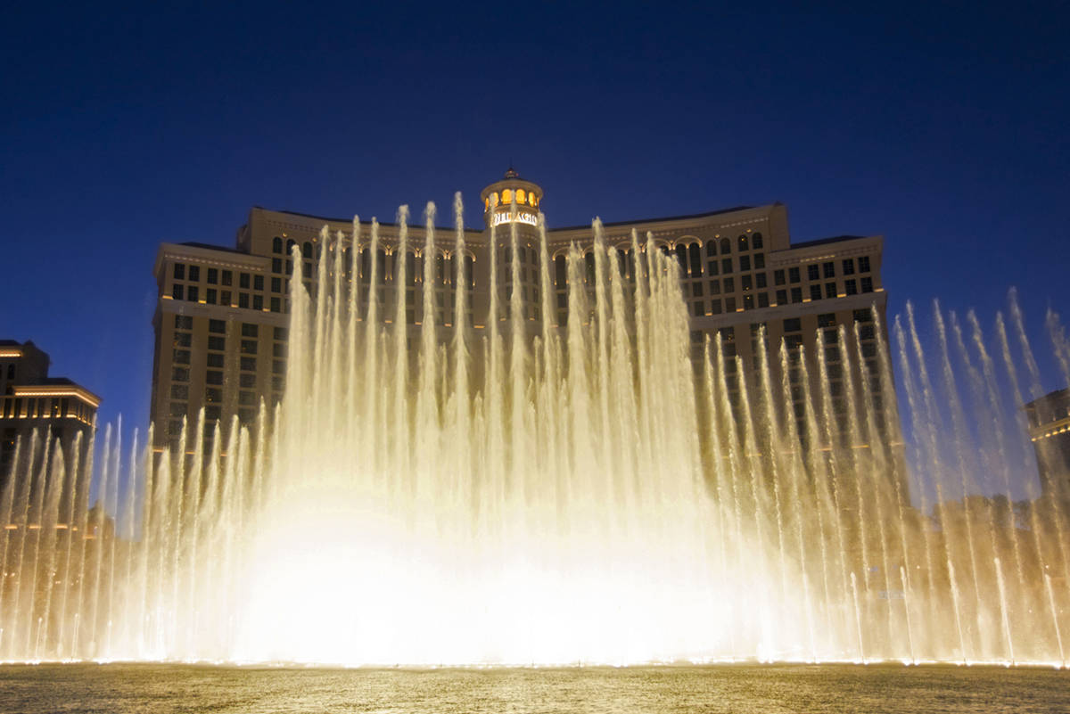 The Fountains of Bellagio show at Bellagio in Las Vegas. (Benjamin Hager/Las Vegas Review-Journal)