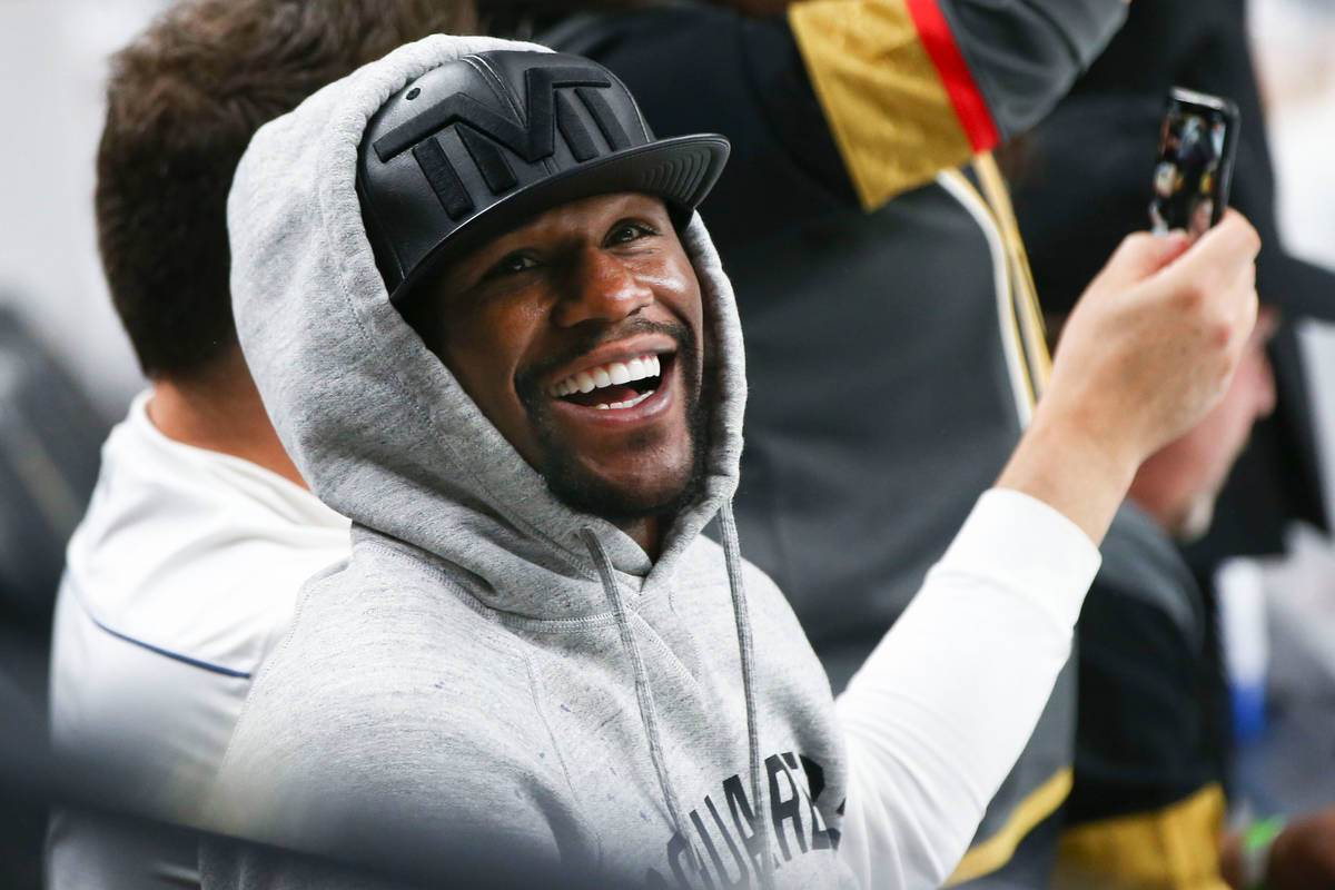 Floyd Mayweather attends Game 1 of the NHL hockey Stanley Cup Final between the Golden Knights ...
