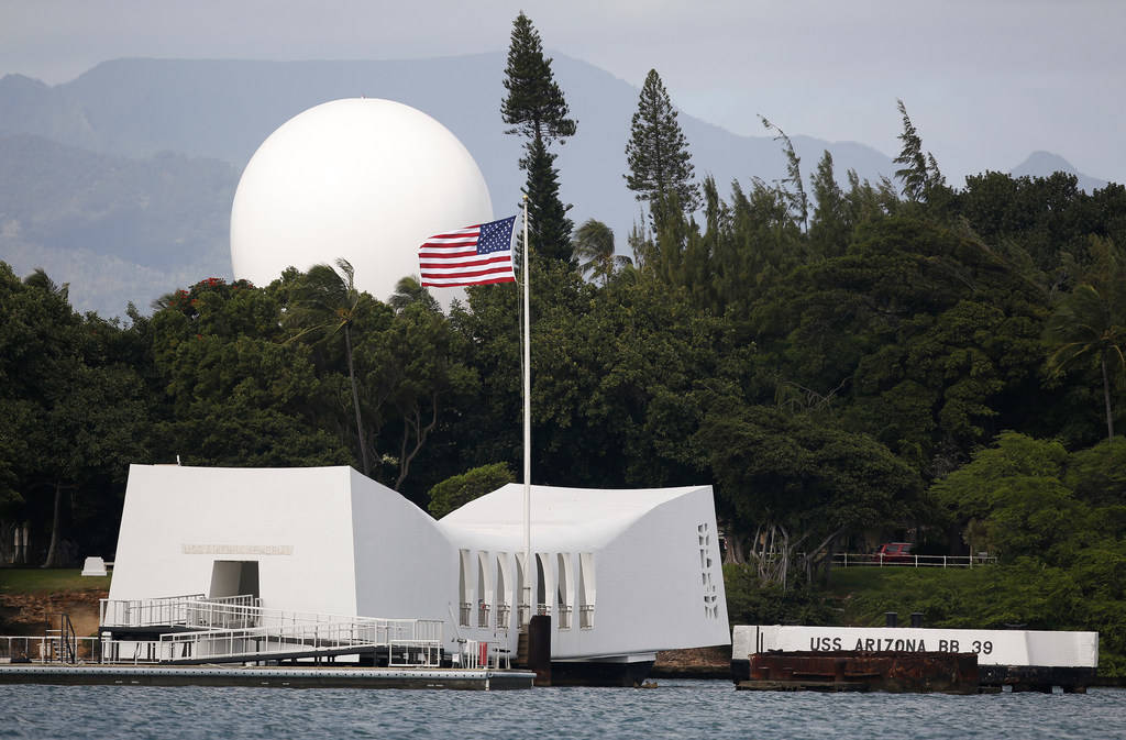 USS Arizona Memorial, part of the World War II Valor in the Pacific National Monument, at Joint ...