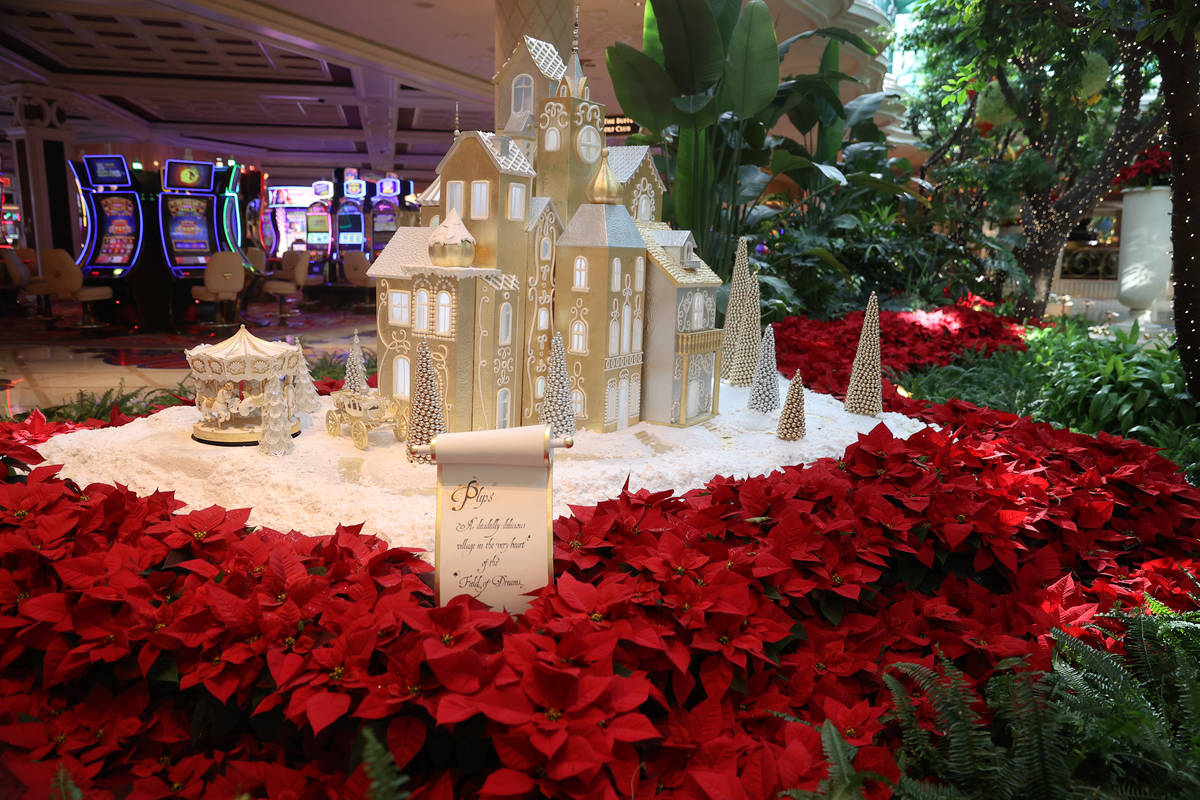 Winter villages decorate the Wynn Las Vegas atrium for the holidays on Thursday, Dec. 3, 2020. ...