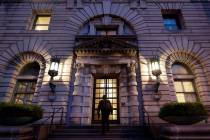 FILE - In this Feb. 9, 2017, file photo, a man walks up the steps of the 9th U.S. Circuit Court ...