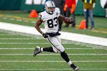Las Vegas Raiders tight end Darren Waller (83) in action during an NFL football game against th ...