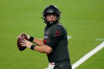 UNLV quarterback Max Gilliam (6) plays against Nevada during the second half of an NCAA college ...