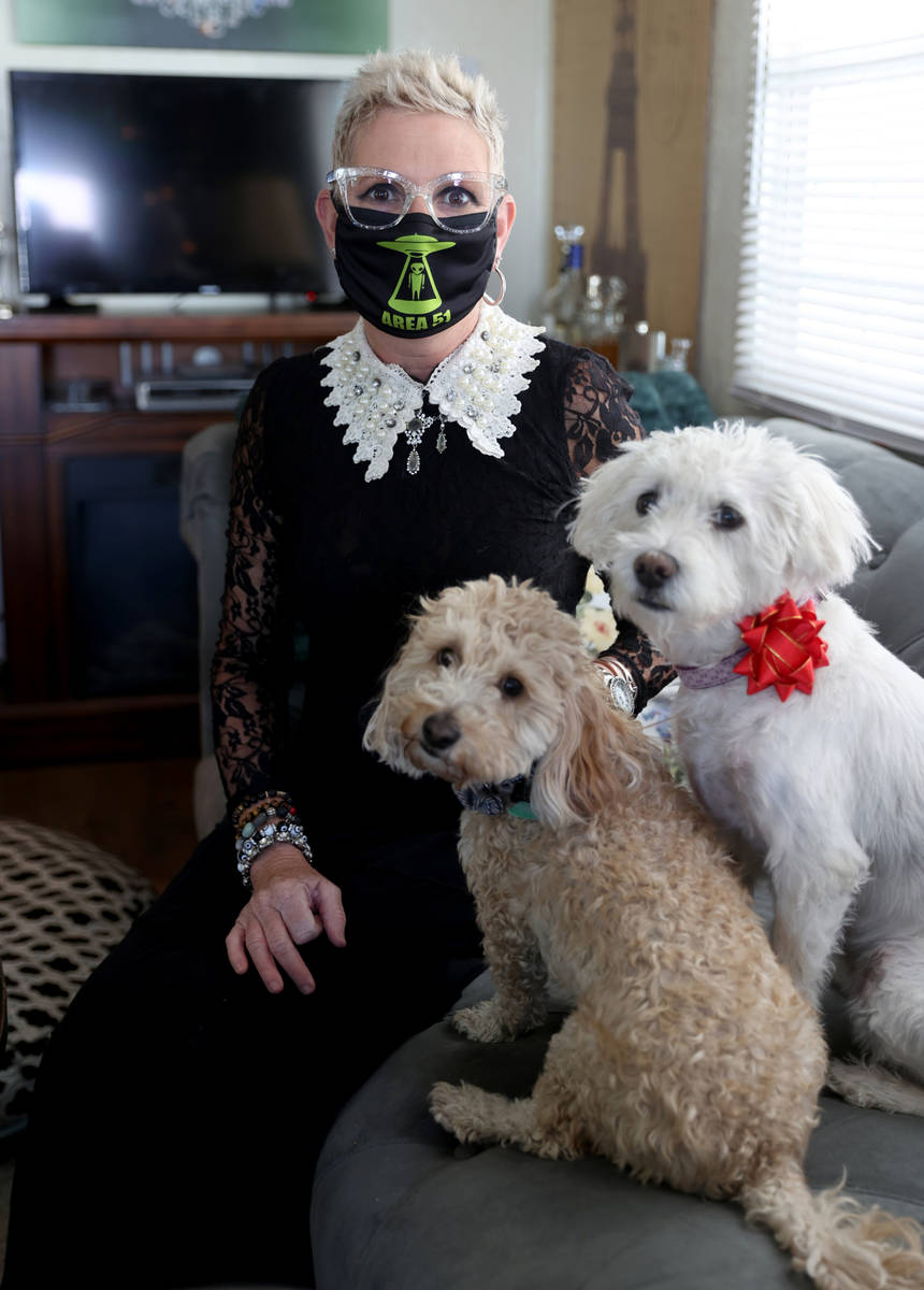 Susan Marsian-Bolduc, with her dogs Elizabeth, right, and Dexter, at her Las Vegas home Thursda ...