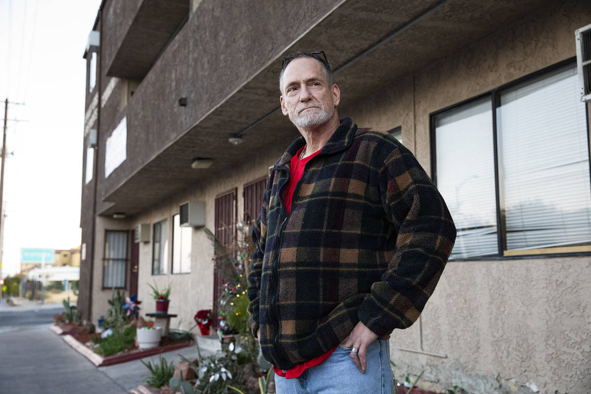 Thomas Elgas outside his home in Las Vegas, Tuesday, Dec. 1, 2020. Elgas might have to sell his ...