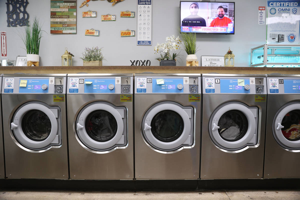 Active washers at AJ’s Laundry Star in Las Vegas on Tuesday, Dec. 8, 2020. People were a ...