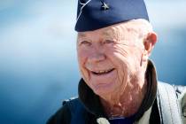 Retired Brig. Gen. Chuck Yeager, 89, is seen at Nellis Air Force Base on Sunday, Oct. 14, 2012. ...