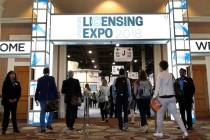 Expogoers arrive at the 2018 Licensing Expo on Tuesday, May 22, 2018, in Las Vegas. Bizuayehu T ...