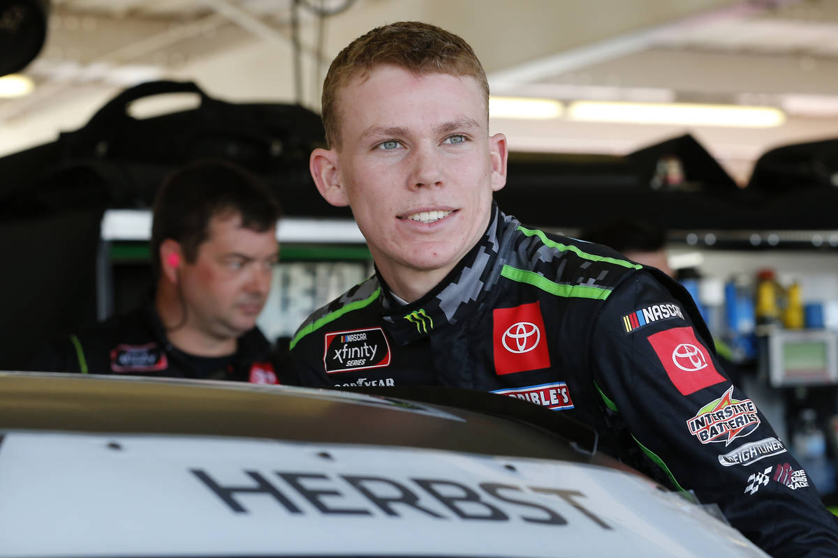 #18: Riley Herbst, Joe Gibbs Racing, Toyota Supra Monster during practice for the NASCAR Xfinit ...