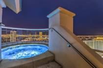 The upper-level balcony features a private, heated 300-square-foot swimming pool, elevated Jacu ...