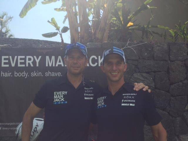 Tom Trauger, left, with his friend and triathlon teammate Adam Carlson. (Adam Carlson)