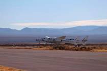 This photo provided by Virgin Galactic, Virgin Galactic's SpaceShipTwo Unity, attached to mothe ...