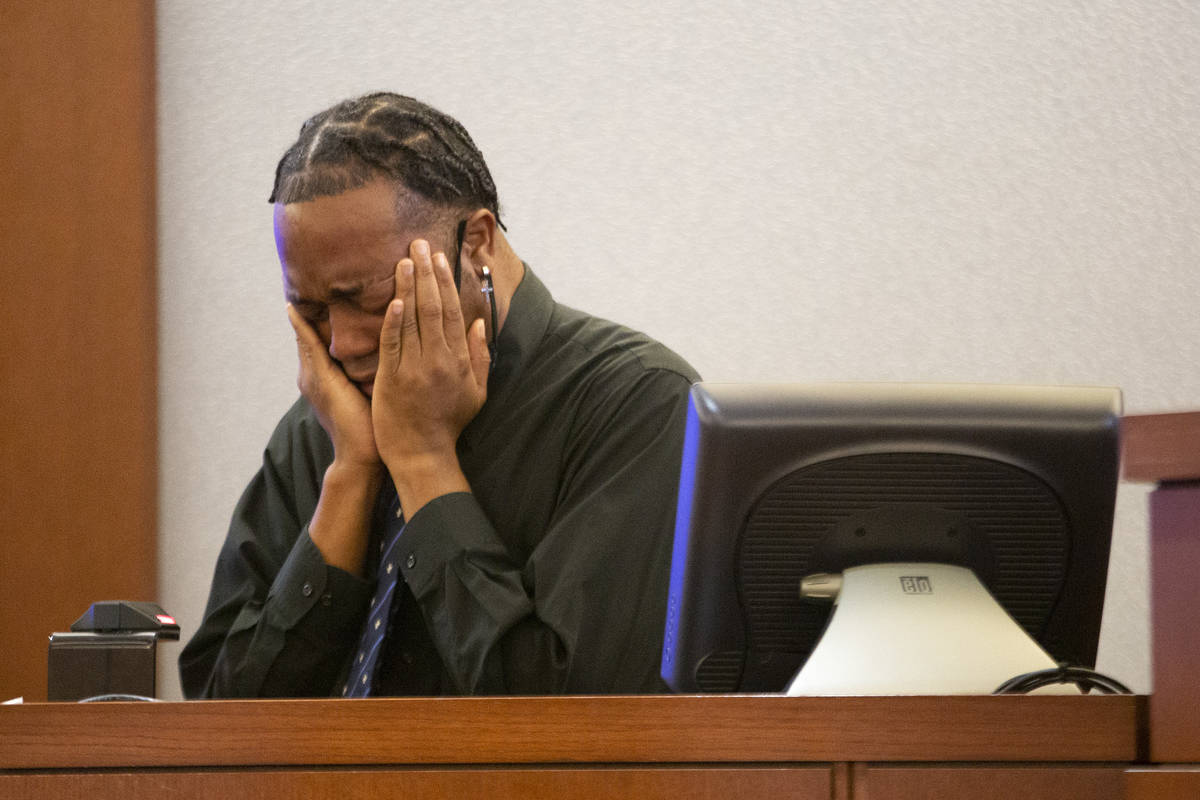 Former Alpine Motel Apartments resident Timothy Henry breaks down in tears during a preliminary ...