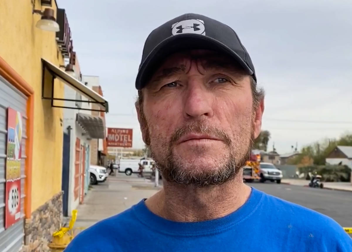 Alpine Motel Apartments fire survivor Floyd Guenther speaks during an interview on Dec. 21, 202 ...
