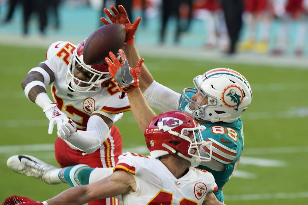 Miami Dolphins tight end Mike Gesicki (88) catches a touchdown pass, during the second half of ...