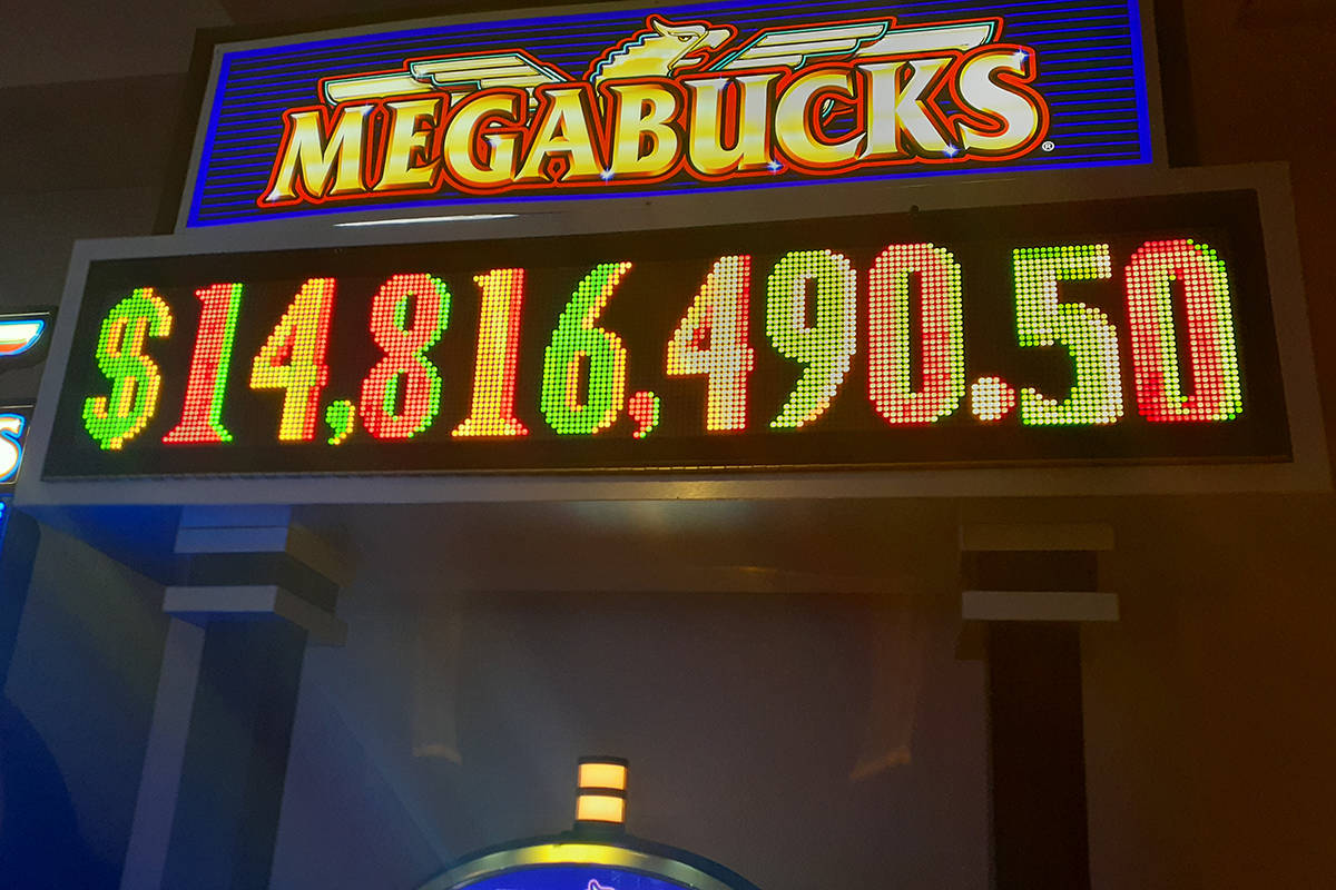 The Megabucks machine is seen Thursday, June 4, 2020, at Palace Station in Las Vegas. (Las Vega ...