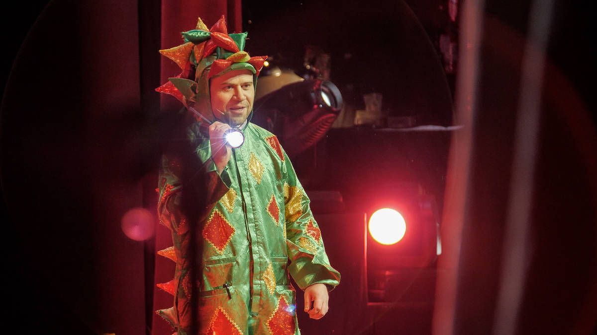 Piff The Magic Dragon (John van der Put) is shown onstage in his benefit show for Las Vegas fir ...