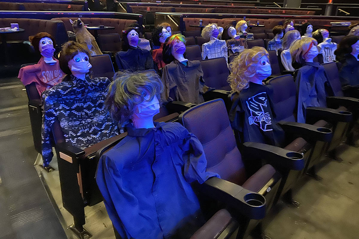 An audience of mannequin heads seated for Tape Face's show at Harrah's Showroom is shown on Sat ...