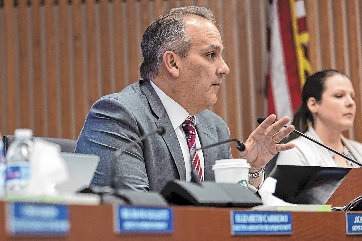Clark County School District Superintendent Jesus Jara speaks to a panel of health officials ab ...