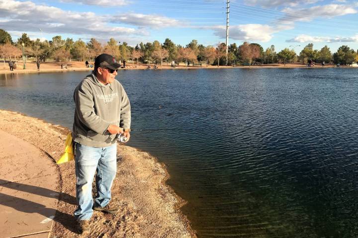 Kurt Asplindh, and avid angler from Las Vegas, enjoys a fishing adventure at Veterans Memorial ...