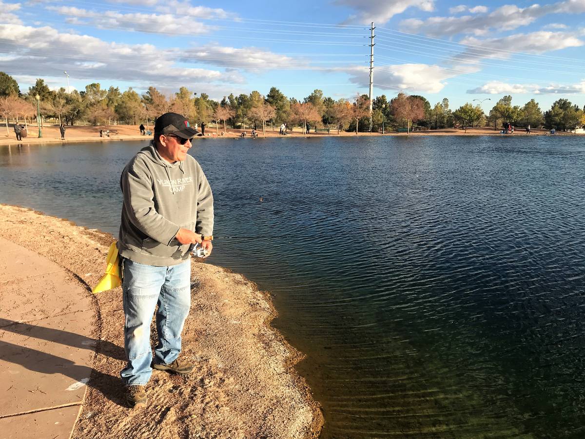 Kurt Asplindh, and avid angler from Las Vegas, enjoys a fishing adventure at Veterans Memorial ...