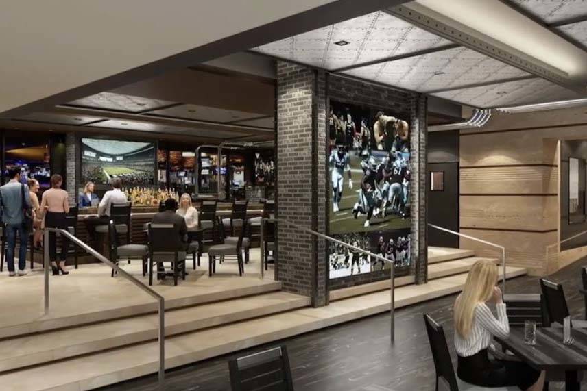 Renderings of the Raiders restaurant planned to open in 2021 at M Resort in Henderson. (M Resort)