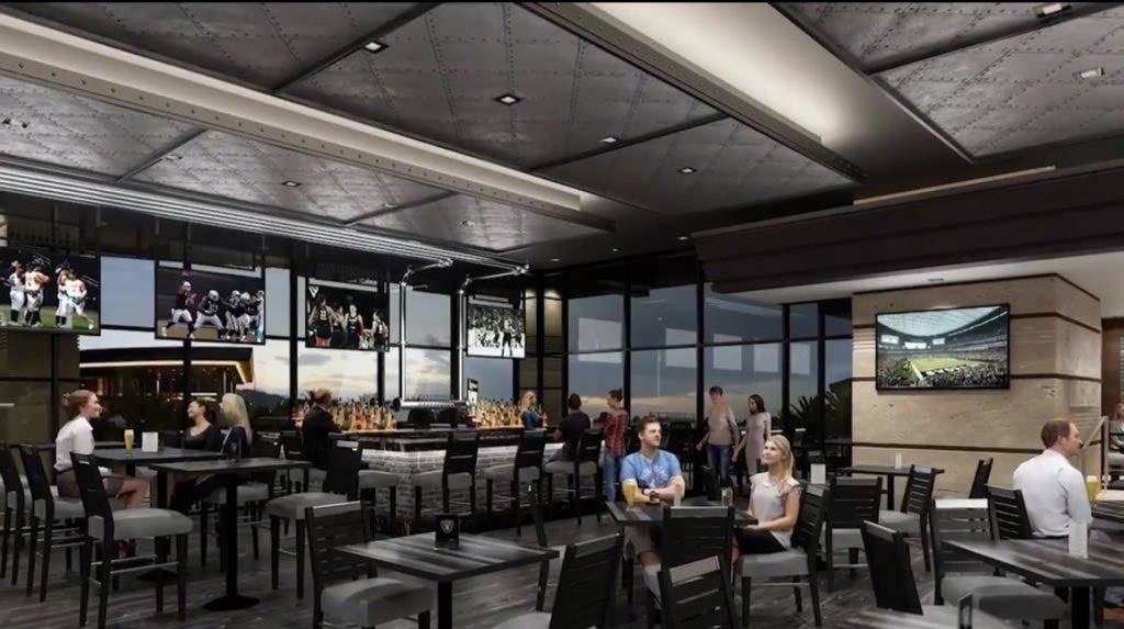 Renderings of the Raiders restaurant planned to open in 2021 at M Resort in Henderson. (M Resort)