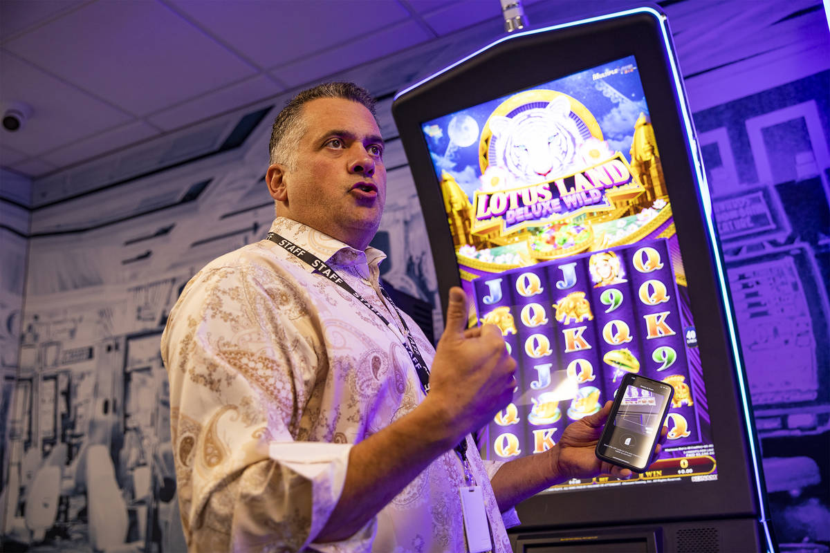 Christopher Justice, president of Global Payments Gaming Solutions, speaks to the Review-Journa ...