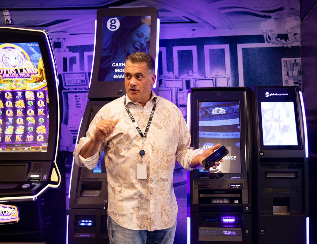 Christopher Justice, president of Global Payments Gaming Solutions, speaks to the Review-Journa ...
