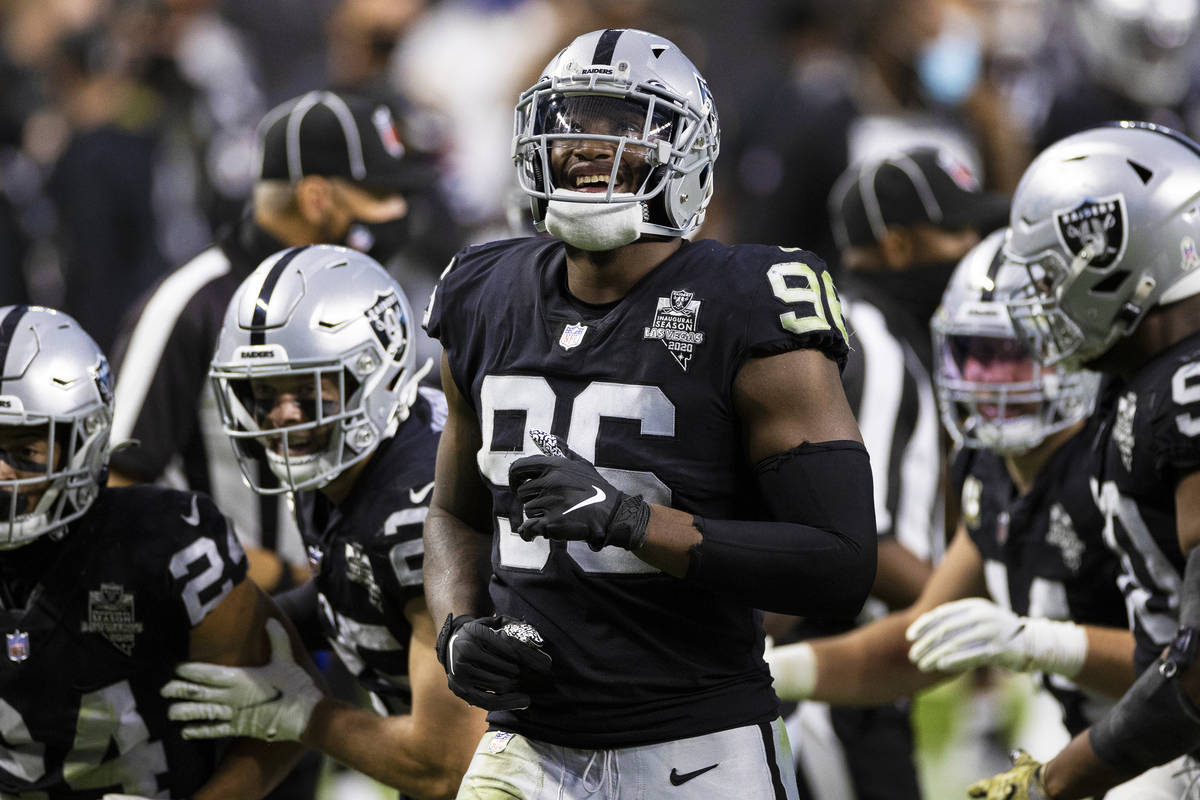 Las Vegas Raiders strong safety Johnathan Abram (24), Las Vegas Raiders free safety Erik Harris ...