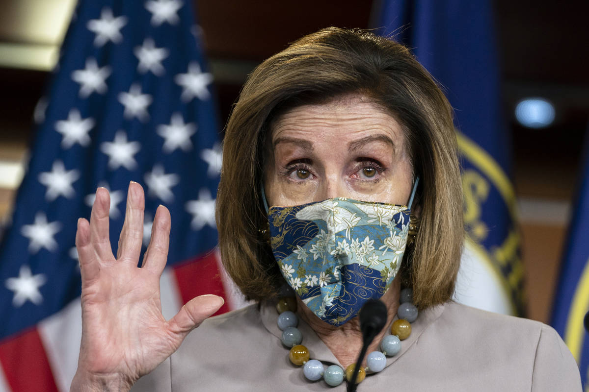 House Speaker Nancy Pelosi of Calif., speaks during a news conference at the Capitol, Thursday, ...