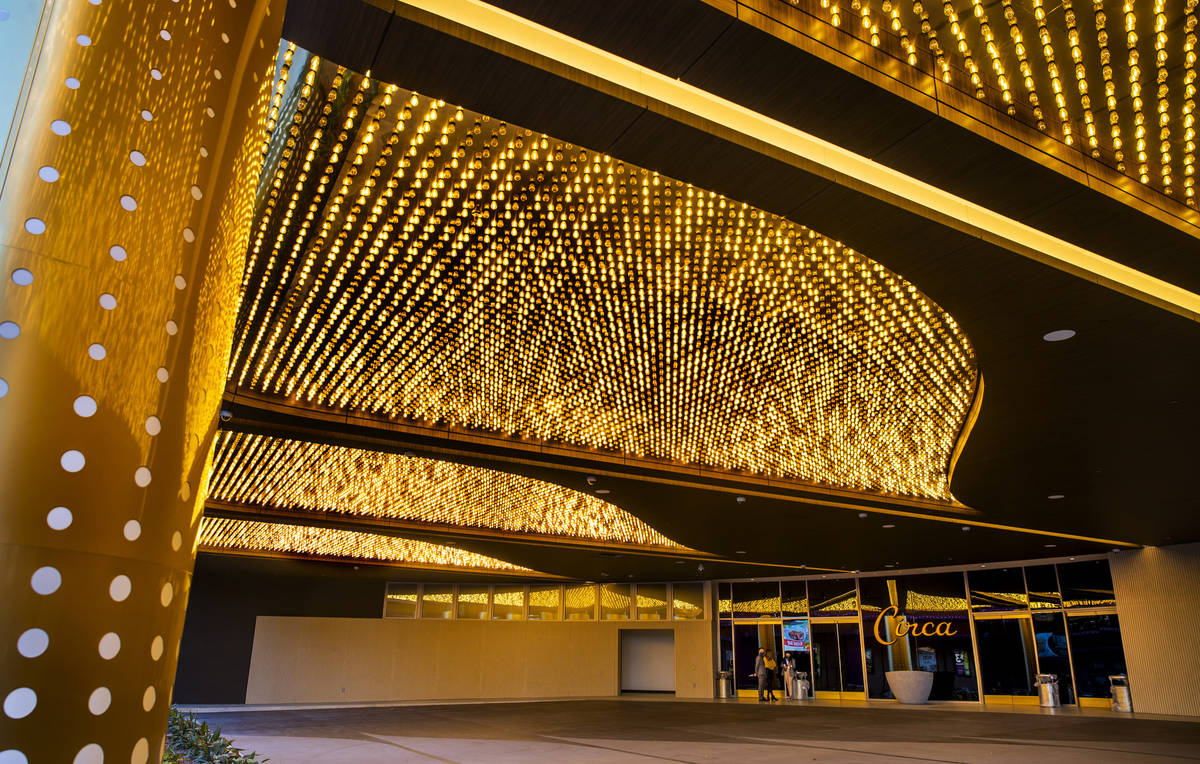 The new porte cochre at Circa is illuminated and ready for visitors on Friday, Dec. 18, 2 ...