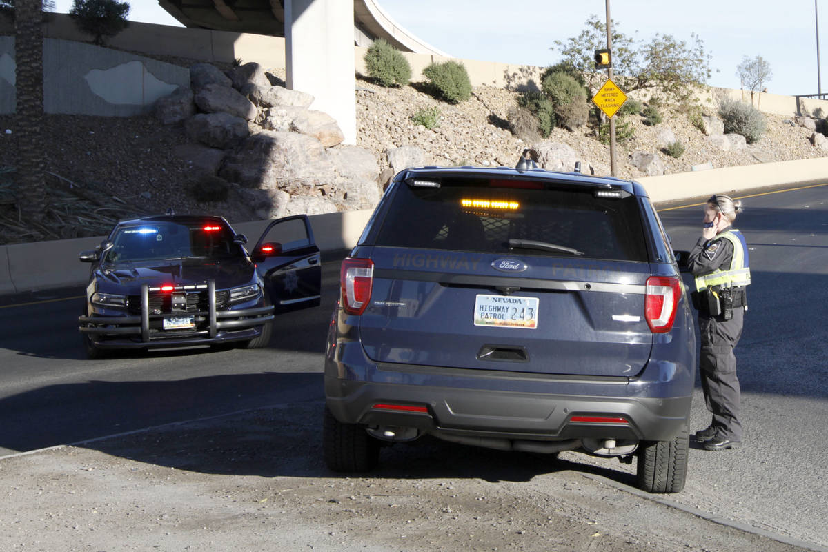 The Sahara northbound on ramp is closed, along with a portion of I-15, while troopers investiga ...