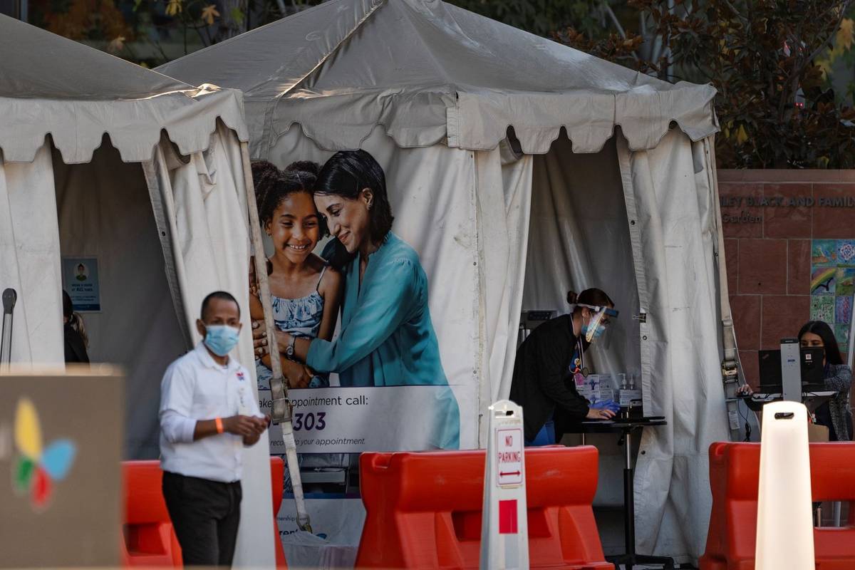 Medical tents for vaccinations are set outside the Children's Hospital Los Angeles Friday, Dec. ...