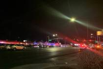 Las Vegas police investigate a shooting on Saturday, Dec. 19, 2020, in downtown Las Vegas. (Sab ...