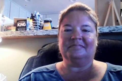 Route 91 Harvest festival shooting survivor Jill Winter during a Zoom call Wednesday, Sept. 23, ...