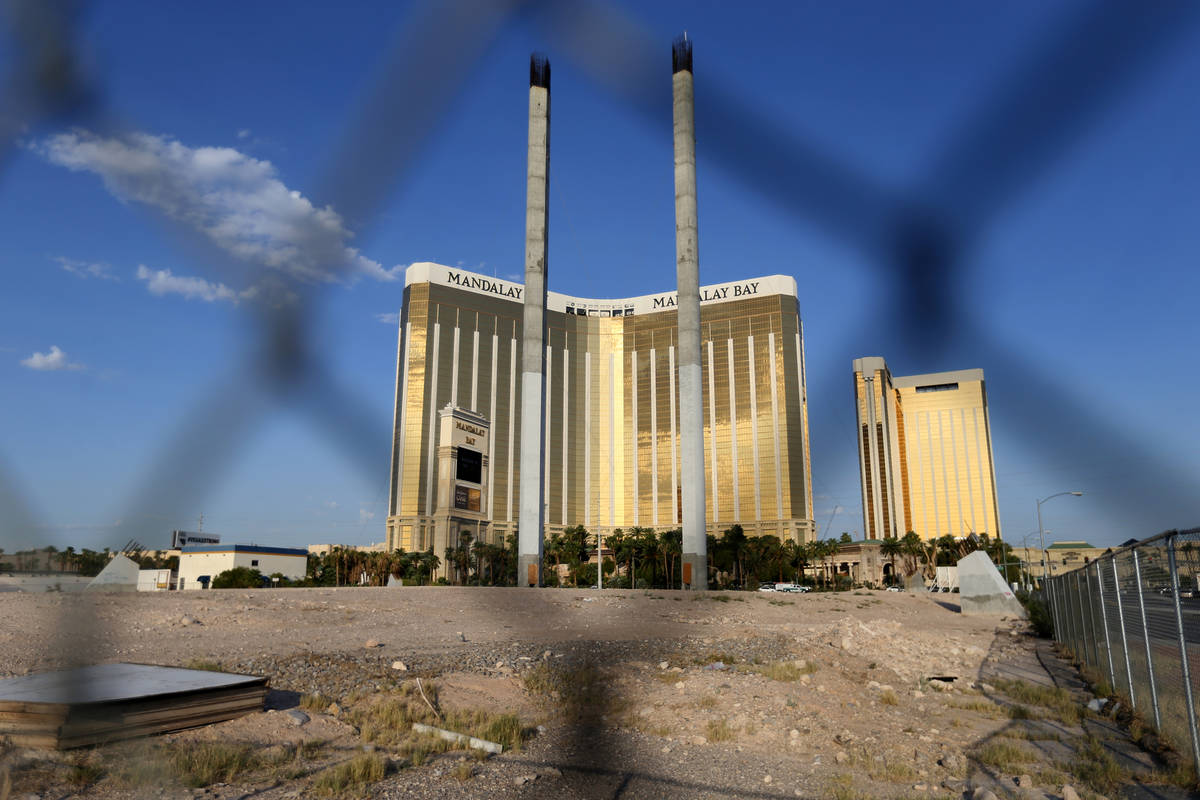 The partially built SkyVue observation-wheel project across the Strip from Mandalay Bay in Las ...
