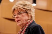 Las Vegas Mayor Carolyn Goodman delivers a public statement during a public meeting at the Las ...