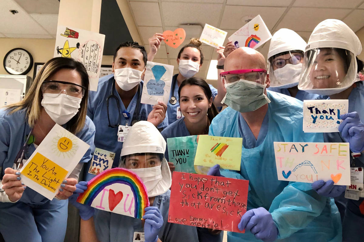 Melissa Montiel invited friends and neighbors to make greeting cards to thank health care worke ...