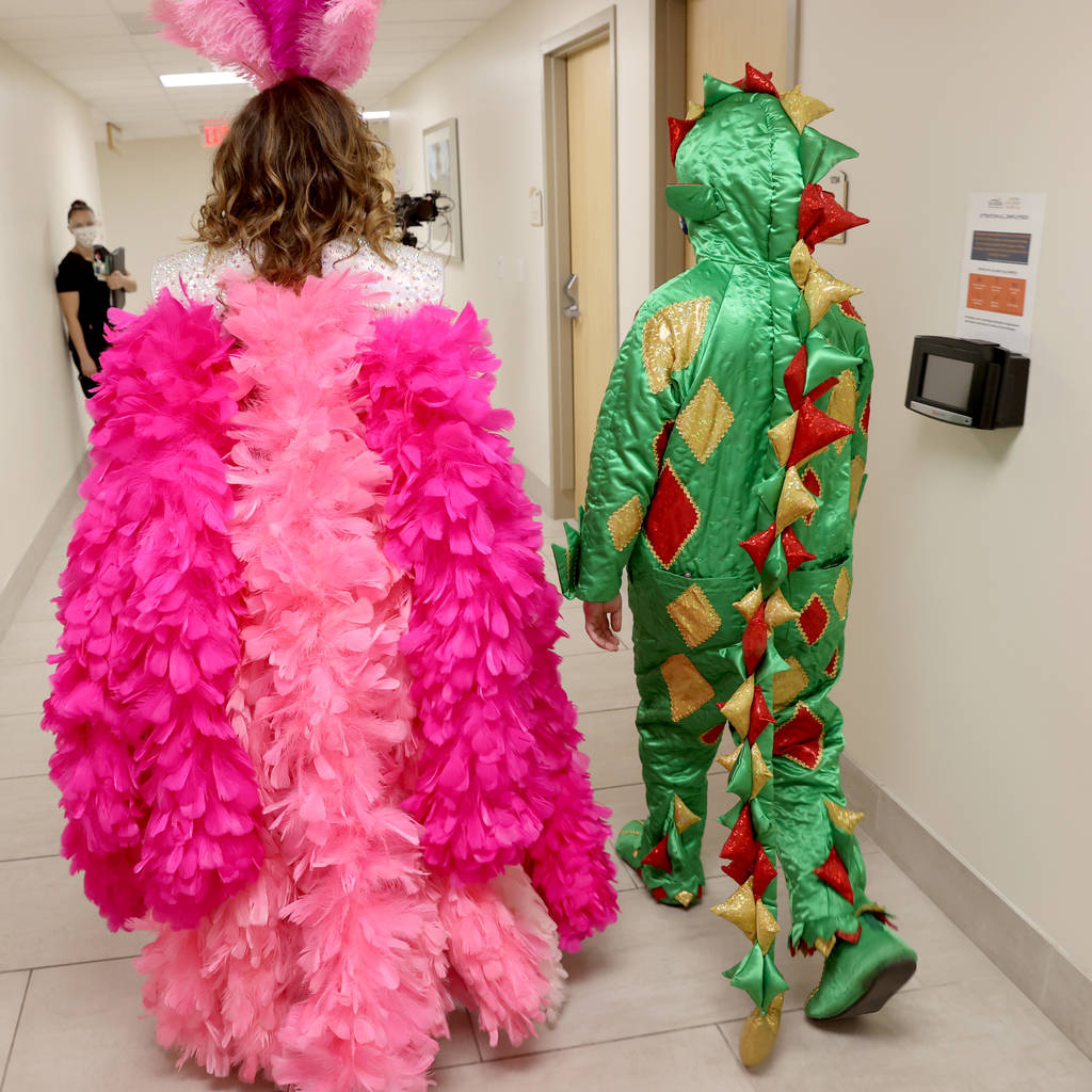 Jade Simone and Piff the Magic Dragon at Sunrise Hospital and Medical Center in Las Vegas on Au ...