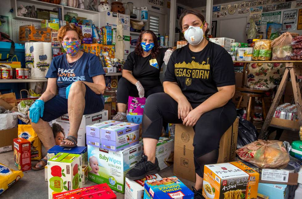 Donna West, from left, Jeana Blackman-Taylor and Annette Magnus collected food donations for de ...