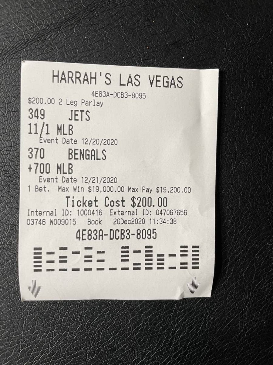 Jets-Bengals $200 money-line parlay nets Las Vegas bettor $19K