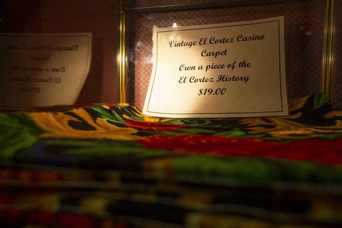 Pieces of the old carpet are for sale at the El Cortez gift shop on Wednesday, Dec. 23, 2020, i ...